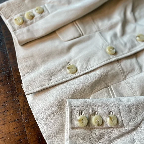 Terry Lewis Classic Luxuries Vintage White Leather Jacket XS - Picture 7 of 11